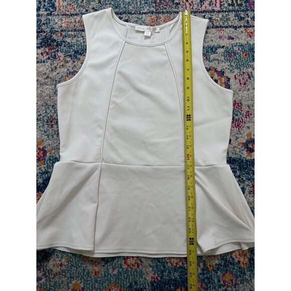 Boston Proper Women's Sleeveless Pleated Peplum Blouse Size Large - Picture 5 of 7